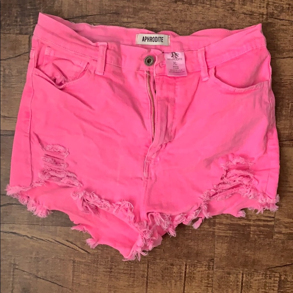 Pink jean shorts